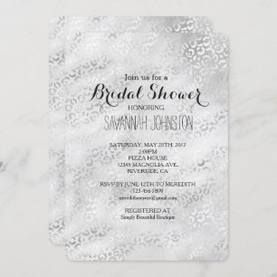 Silver Leopard Print bridal shower Invitation