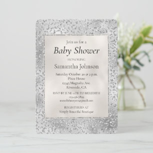 Silver Leopard Print Luxe Glitter Invitation