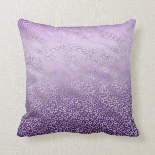 Silver Leopard Print Purple Ombre Cushion