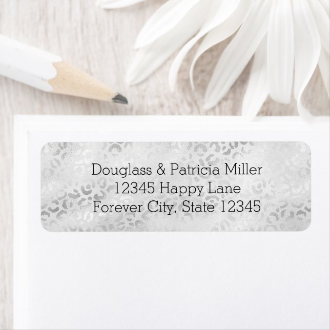 Silver Leopard Print Return Address Label (Insitu)