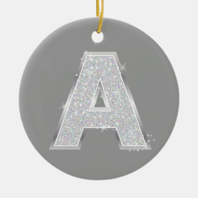 Silver Letter A Ceramic Ornament (Front)