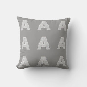 Silver Letter A Cushion