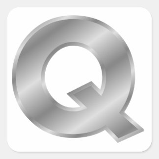 Silver Letter Q Square Sticker