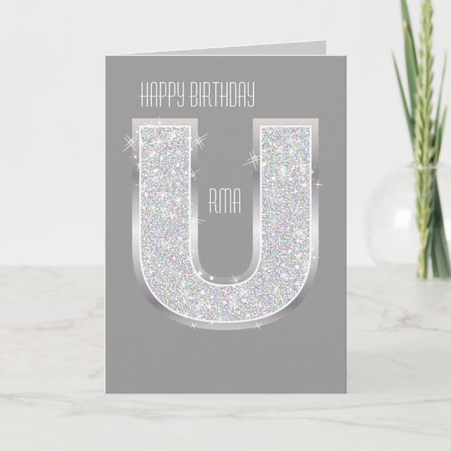 Silver Letter U Card (Front)