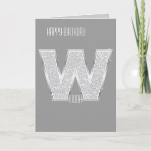 Silver Letter W Card