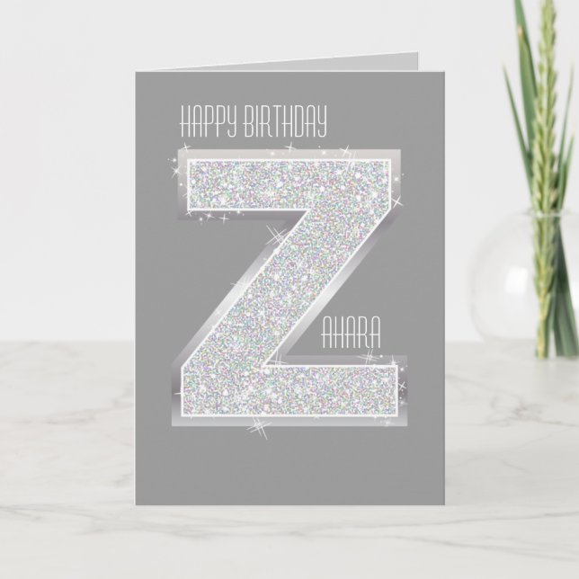 Silver Letter Z Card (Front)