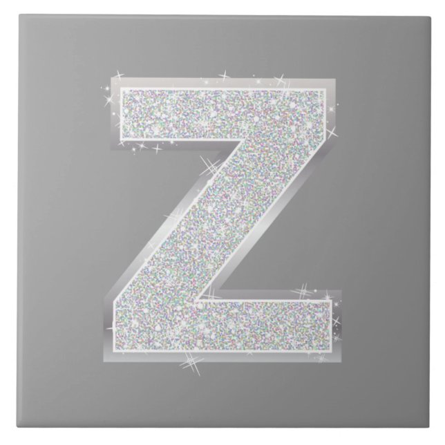 Silver Letter Z Ceramic Tile (Front)