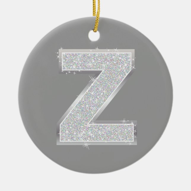 Silver Letter Z Ceramic Tree Decoration (Front)