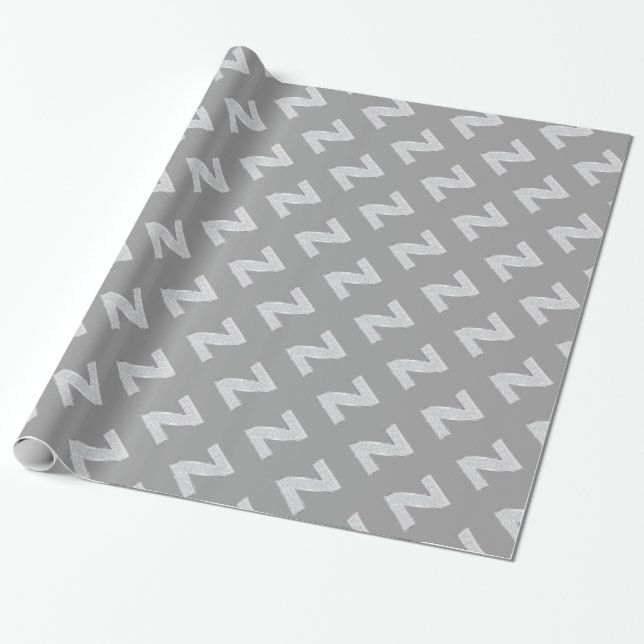 Silver Letter Z Wrapping Paper (Unrolled)