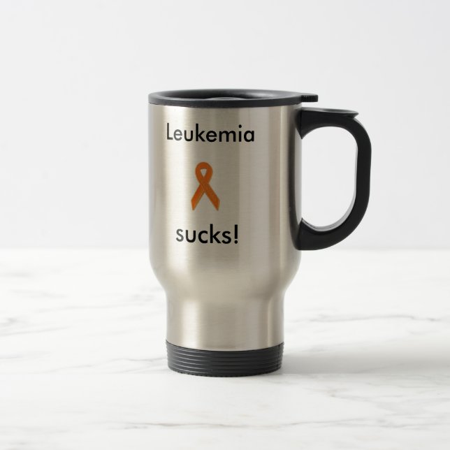 silver, Leukaemia sucks! travel mug.. Travel Mug (Right)