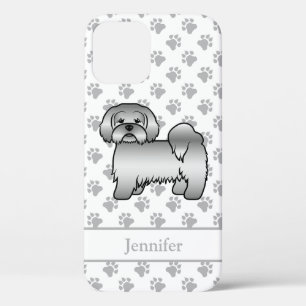 Silver Lhasa Apso Cute Cartoon Dog & Name iPhone 12 Pro Case