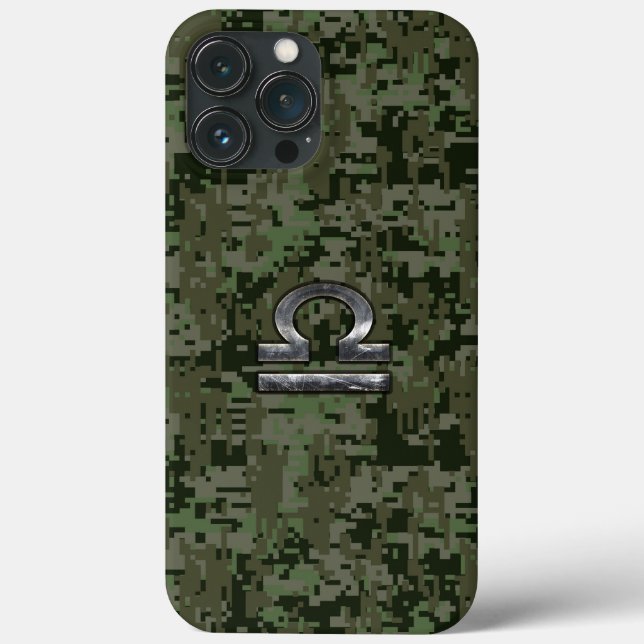 Silver Libra Zodiac Green Camo Case-Mate iPhone Case (Back)