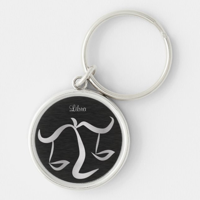Silver Libra Zodiac Sign Key Ring (Front)