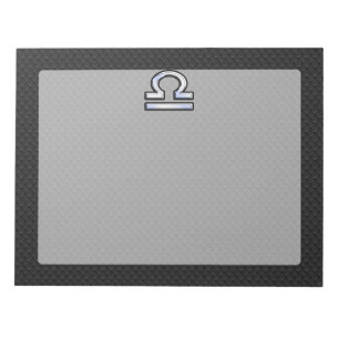 Silver Libra Zodiac Sign on black snake skin style Notepad