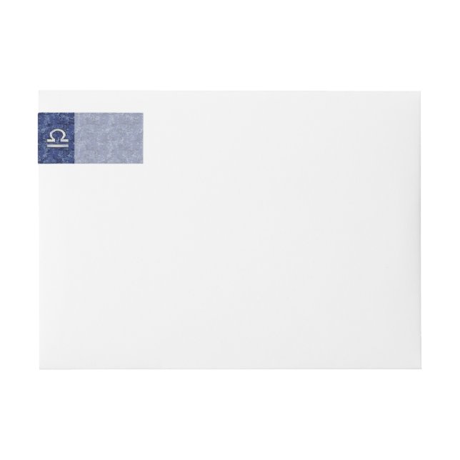 Silver Libra Zodiac Sign on blue digital camo Wrap Around Label (Front)