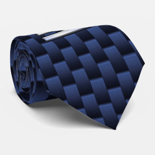 Silver Libra Zodiac Symbol Navy Blue Carbon Fibre Tie