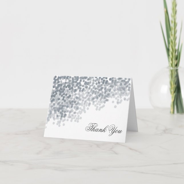 Silver Light Shower Elegant Thank You Notes (Front)