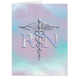 Silver Like RN Caduceus Medical Mother Pearl