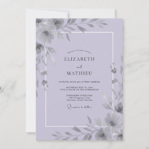 Silver Lilac Foliage Muted Eucalyptus Wedding Invitation