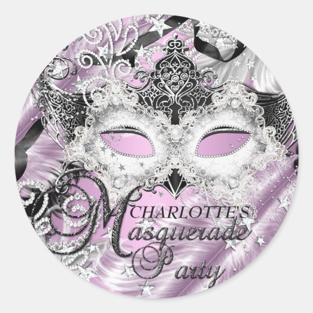 Silver Lilac Sparkle Mask Masquerade Sticker (Front)
