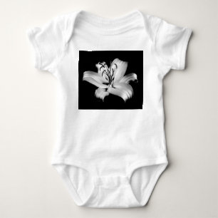 Silver Lily: Monochrome Floral Elegance. Baby Bodysuit