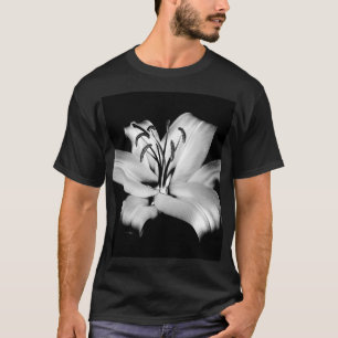 Silver Lily: Monochrome Floral Elegance. T-Shirt
