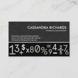 Silver Line Bookkeeping Number Symbols Business Card