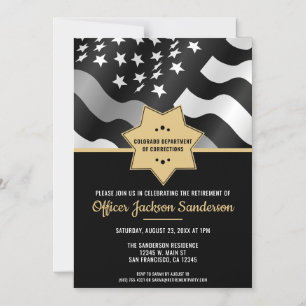 Silver Line Corrections Officer Retirement Party Magnetic Invitation