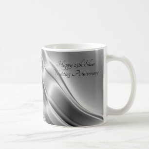 Silver Lines 25th Silver Wedding Anniversary Coffee Mug