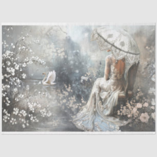 Silver Lining, Parisian Fantasy Portrait & Swan  Tissue Paper