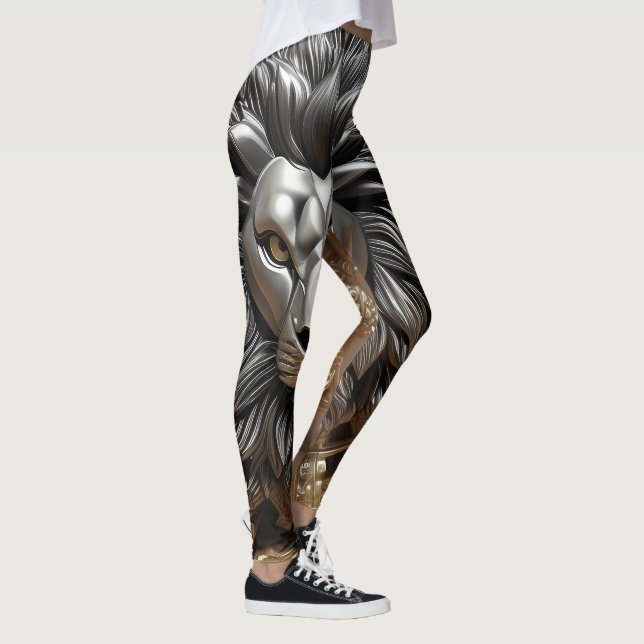 Silver Lions Head Design  Leggings (Right)