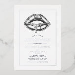Silver Lips Bat Mitzvah Photo  Foil Invitation<br><div class="desc">Cool watercolor wash Bat Mitzvah invitation in accents of silver customisable to your event specifics.</div>