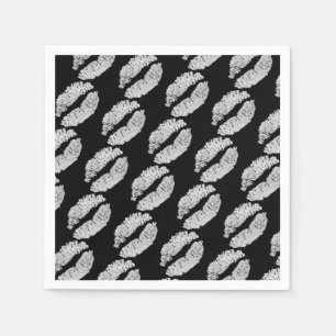 Silver Lips Kiss Beauty Makeup Birthday Party Napkin