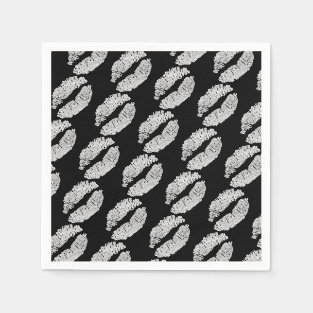 Silver Lips Kiss Beauty Makeup Birthday Party Napkin (Front)