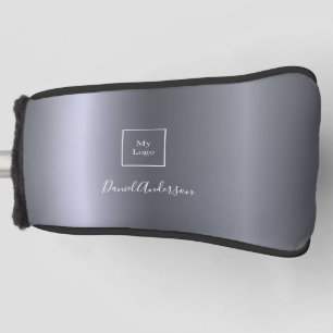 Silver logo business corporate metal name script golf head cover