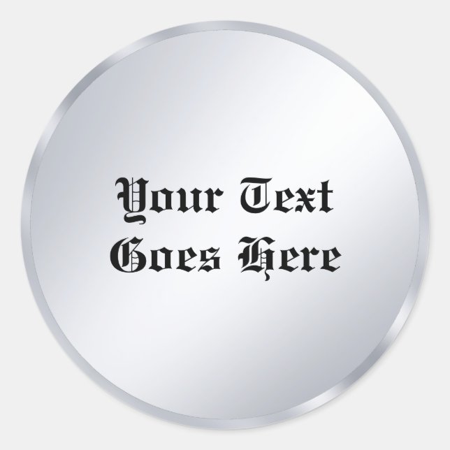 Silver Look Classic Old Style Text Calligraphy Classic Round Sticker (Front)