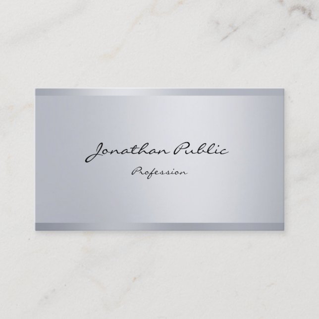 Silver Look Elegant Calligraphy Script Modern Business Card (Front)