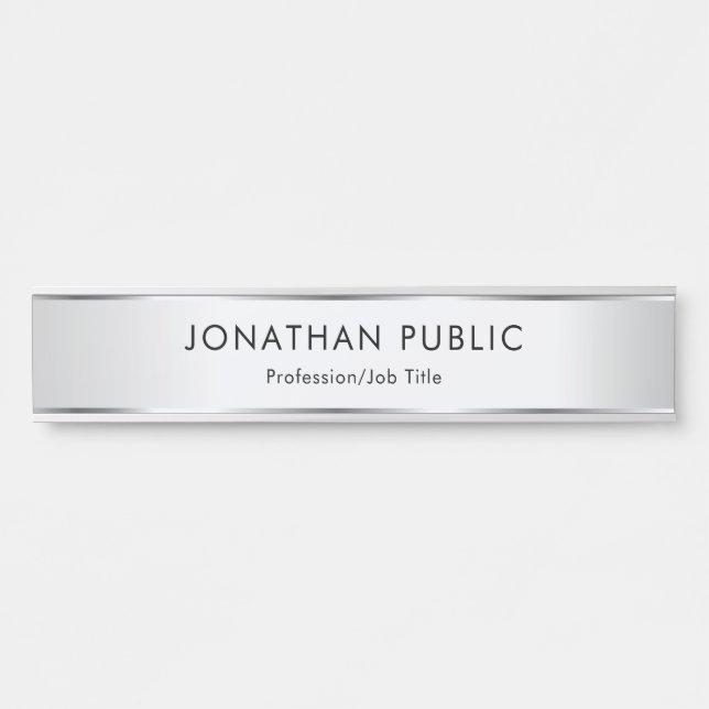 Silver Look Elegant Modern Template Customer Door Sign (Front)
