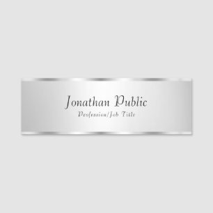 Silver Look Elegant Modern Template Customizable Name Tag
