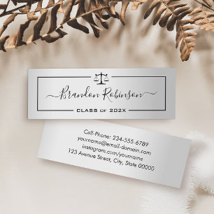 Silver Look Justice Scales Law School Graduation Mini Business Card
