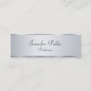Silver Look Modern Elegant Handwritten Template Mini Business Card