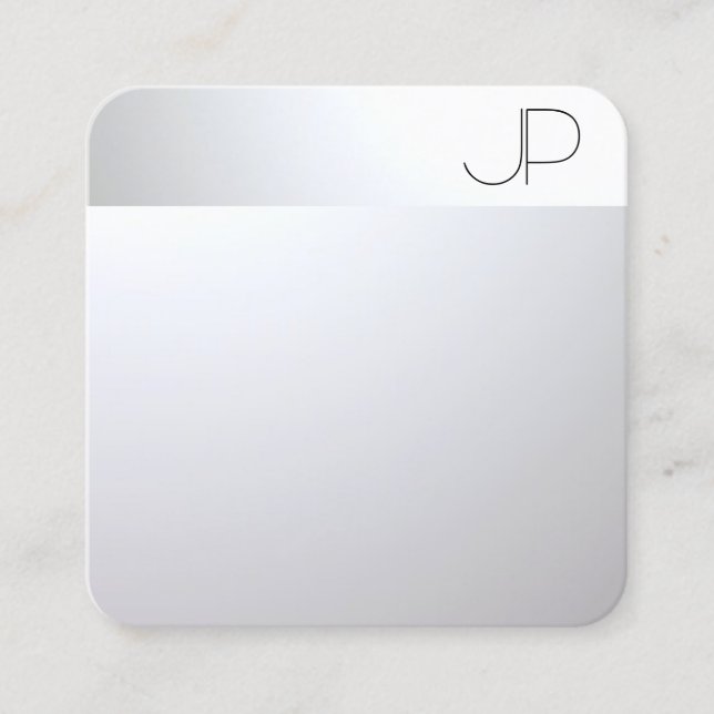 Silver Look Modern Elegant Professional Template Square Business Card (Front)