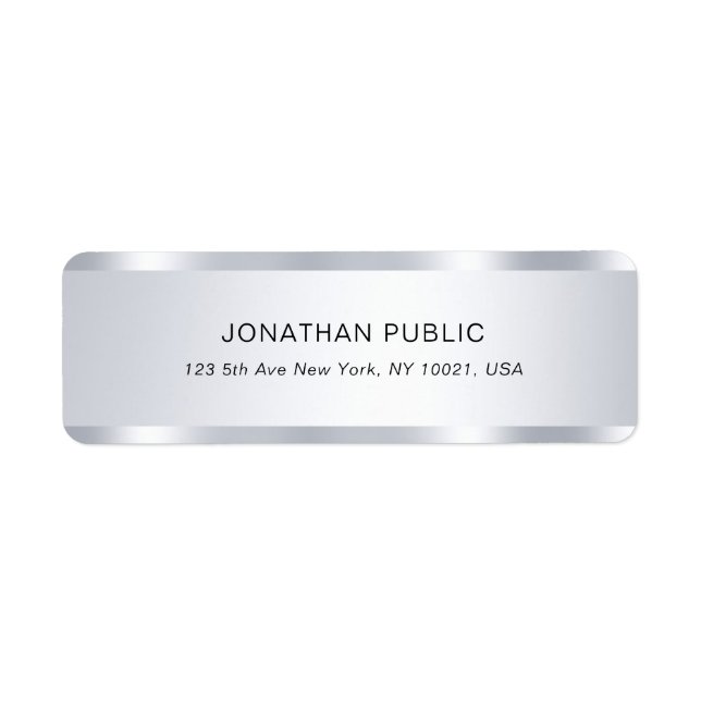 Silver Look Professional Glamourous Return Address Label (Front)