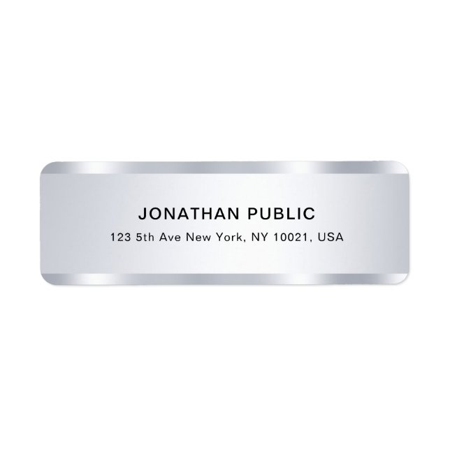 Silver Look Template Modern Glamour Return Address Label (Front)