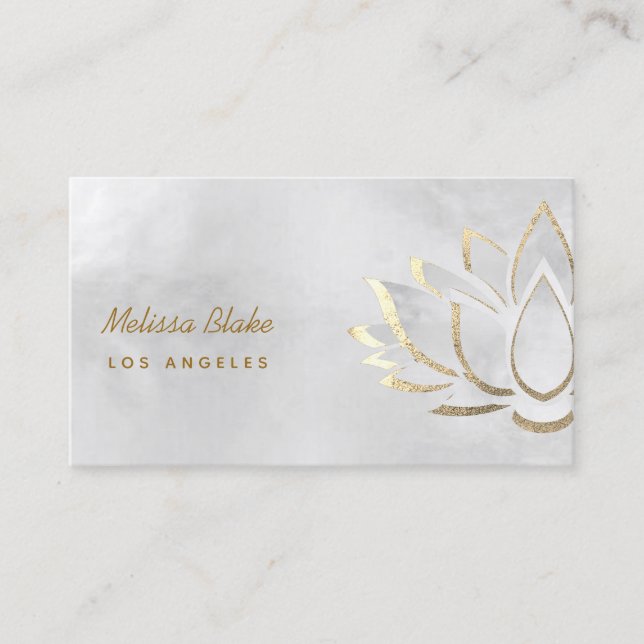 silver lotus design business card (Front)