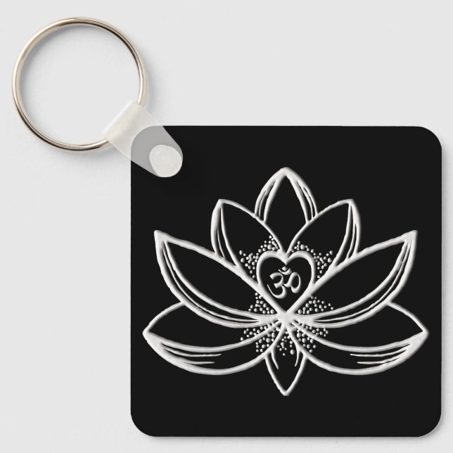 Silver Lotus  Key Ring (Front)