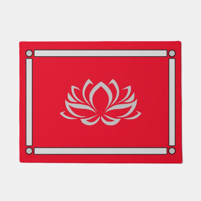 Silver Lotus on Cherry Doormat (Front)