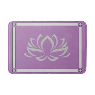Silver Lotus on Lavender Bath Mat