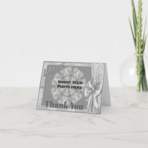 Silver Love Frame Personalised Wedding Photo Thank You Card