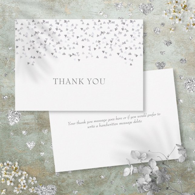Silver Love Hearts Confetti Thank You Card (Silver Love Hearts Confetti Thank You Card)